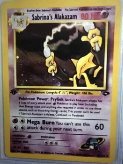 Pokemon 1st Edition SABRINA'S ALAKAZAM HOLO RARE Gym Challenge Set 16/132 MNT